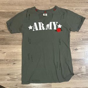 Comfort Colors Army green distressed T-shirt, size S